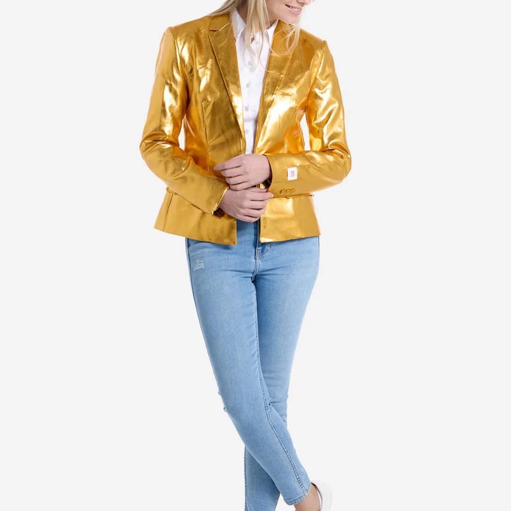 Oppo Shimmering Metallic Gold Blazer, Size: 4 - Picture 4 of 5